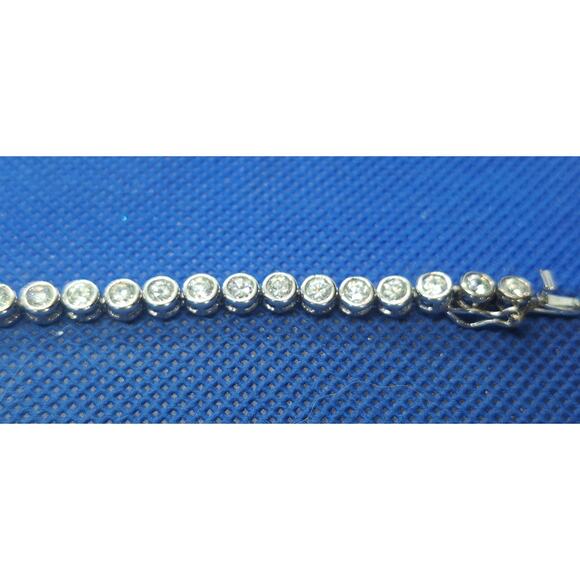 925 Silver Bezel-Set Cubic Zirconia Tennis Bracelet- 7" Excellent! - Picture 7 of 8